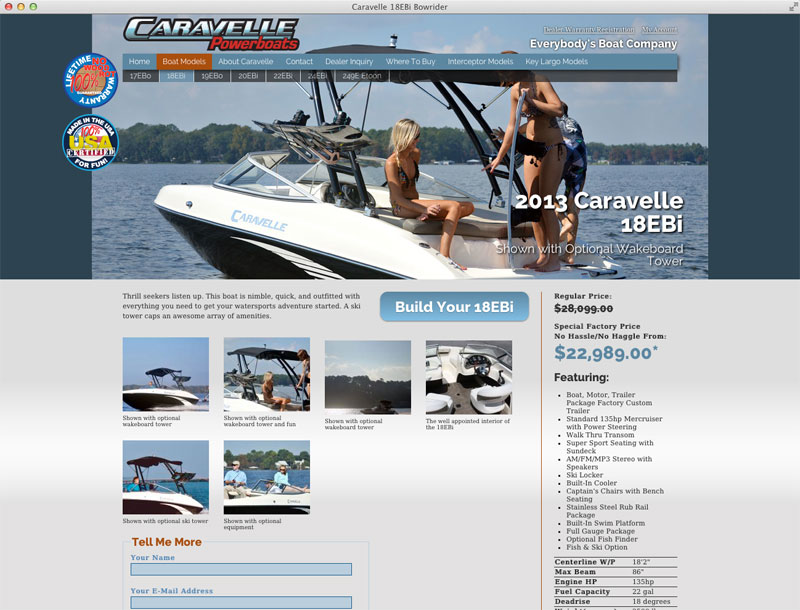 Customer get to the boat configurator from the site